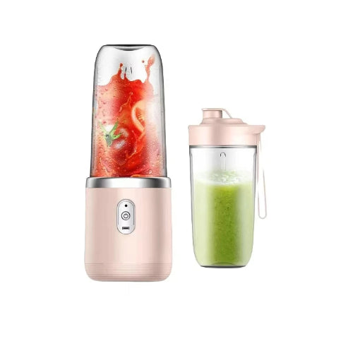6 Blade USB Rechargeable Portable Juicer Pink 2 cups