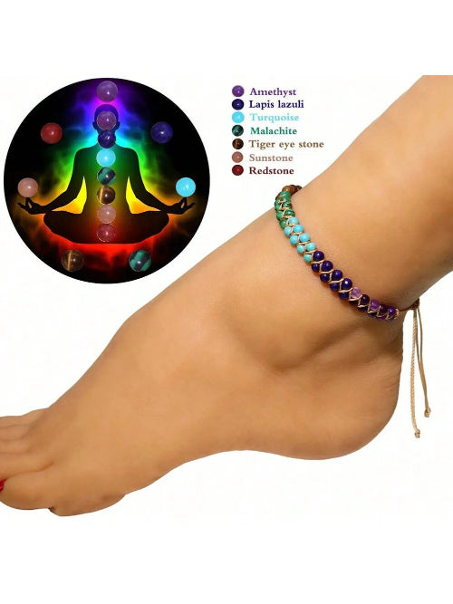 Bohemian Style Handmade Natural Stone Chakra Anklet