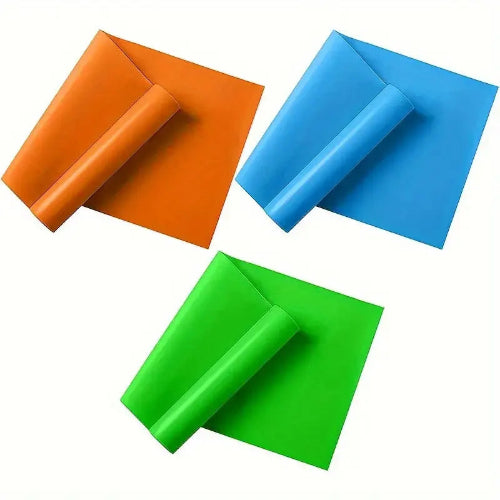 Set includes a orange, blue and green bands