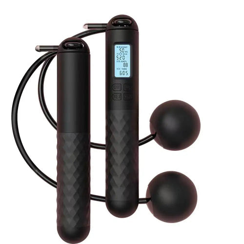 Ropeless Skipping Rope with Backlit LCD Counter BLACK