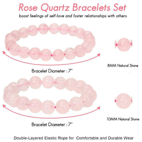 Rose quartz bracelet set